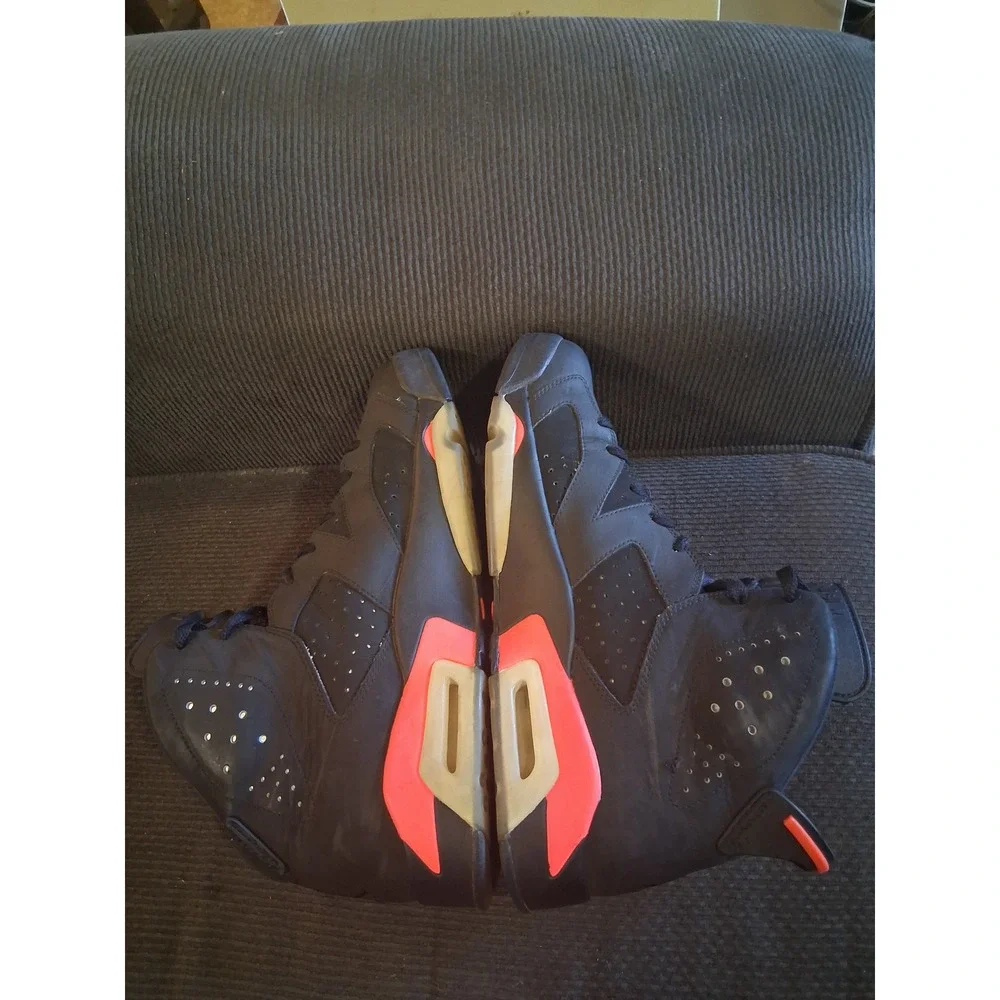 Nike Air Jordan 6 Retro Infrared Black Sneakers 384664-023 Mens 12 Shoes